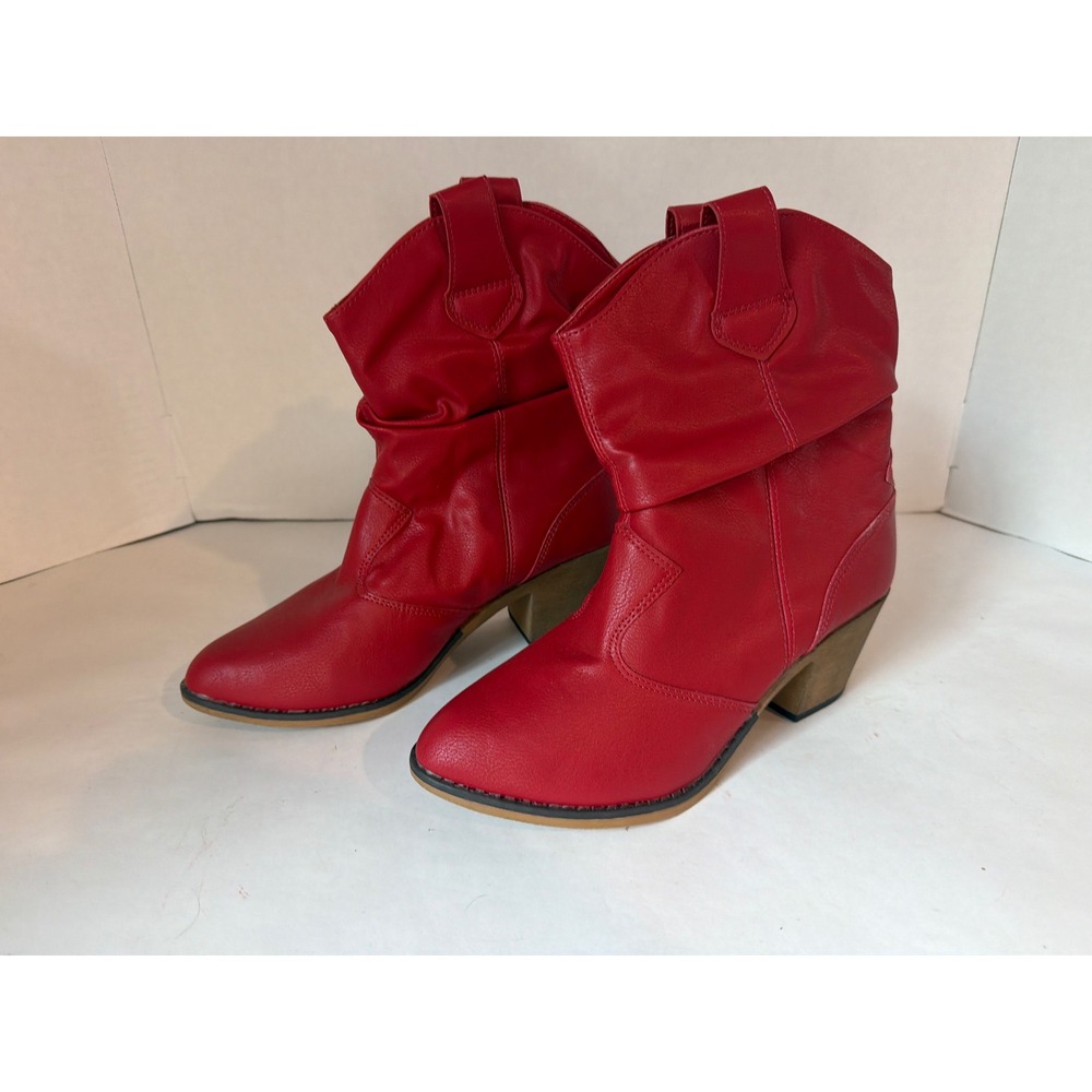Charles Albert Womens Red Vegan Leather Slouchy Cowboy Western Boots SP-08017 9M